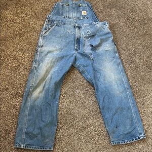 Old Carhartt trashed overalls size 40x30. Soft and so worn. Could be patched